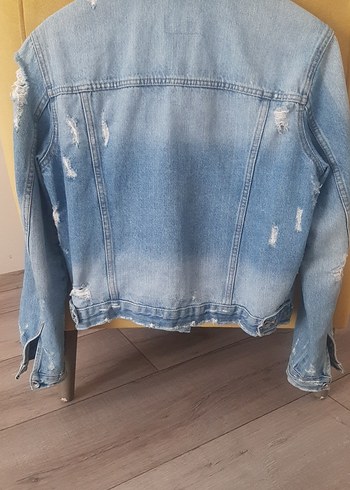 Düğmeli Salaş Mavi Denim Ceket - Görsel 3