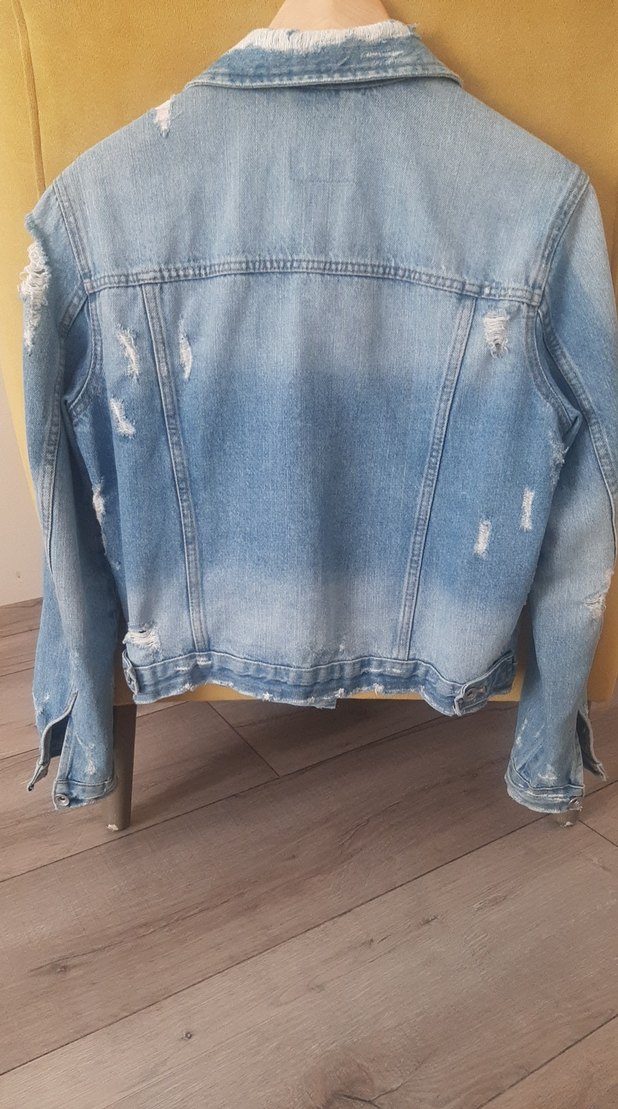 Düğmeli Salaş Mavi Denim Ceket - Görsel 3