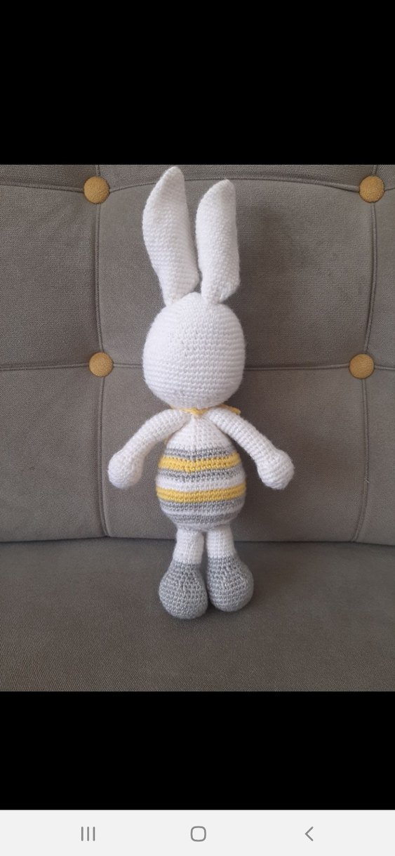 Sarı Fularlı Beyaz Tavşan Peluş Oyuncak - Görsel 2