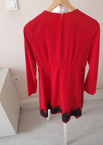 Kırmızı Uzun Kollu Mini Tunik - Görsel 4