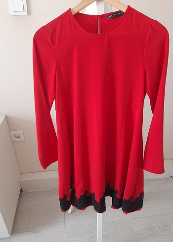 Kırmızı Uzun Kollu Mini Tunik - Görsel 3