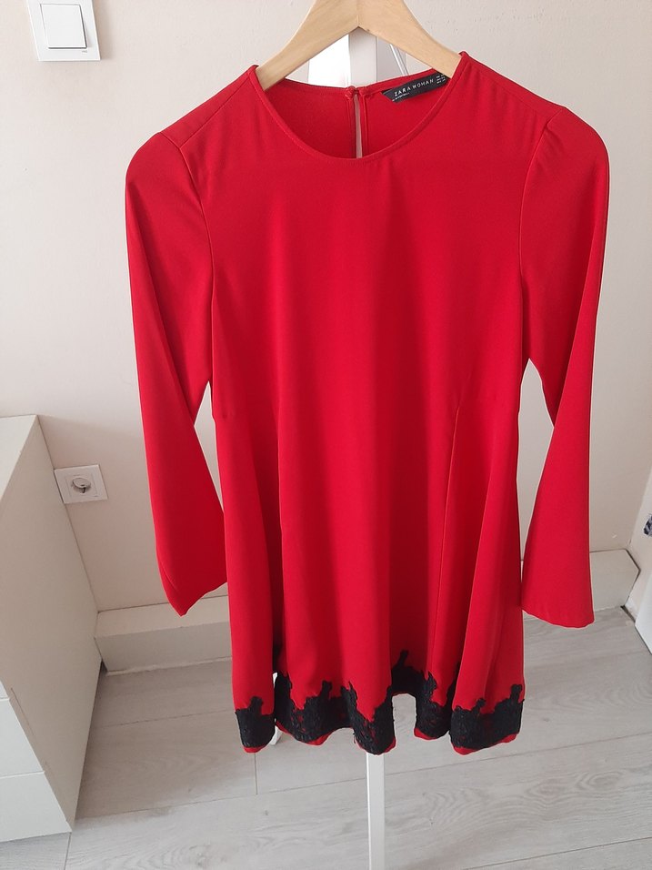 Kırmızı Uzun Kollu Mini Tunik - Görsel 2