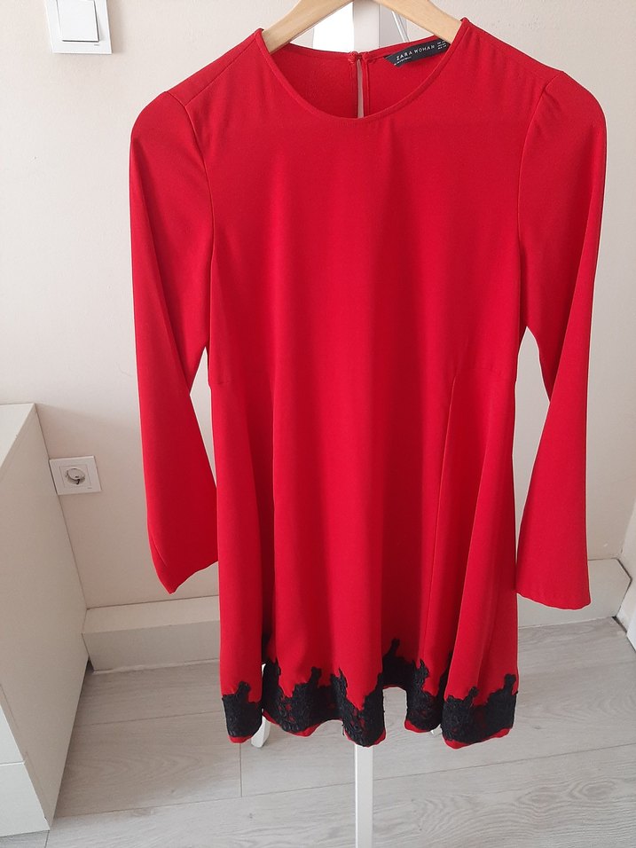 Kırmızı Uzun Kollu Mini Tunik - Görsel 3