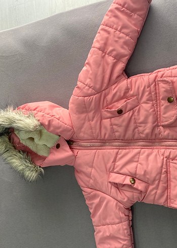 Kız Çocuk Pembe Kürklü Mont