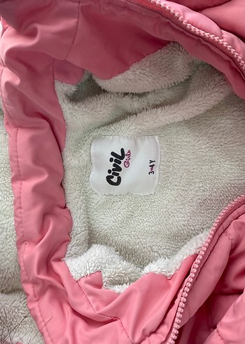 4 Yaş Beden Kız Çocuk Pembe Kürklü Mont