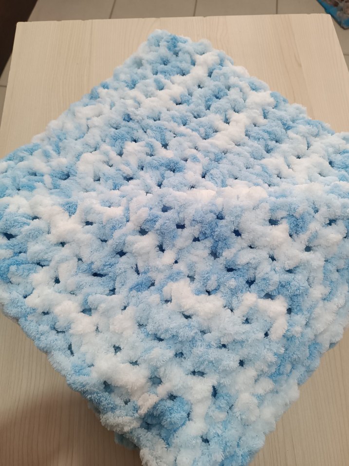 Pastel Mavi Örgü Çocuk Battaniyesi - Görsel 4