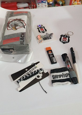 Siyah Baskılı Erkek Aksesuar Seti Beşiktaş - Görsel 2