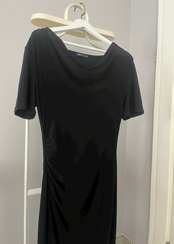 Zara Siyah Drapeli Uzun Kadın Elbise