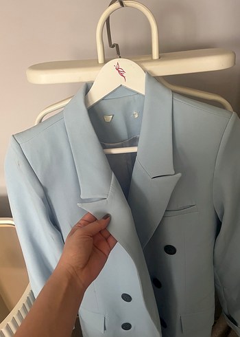 m Beden Düğmeli Mavi Blazer