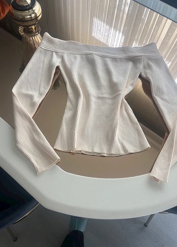 Zara Beyaz Kayık Yaka Kadın Triko