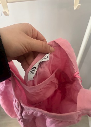 Düğmeli Pembe Keten Uzun Elbise - Görsel 5