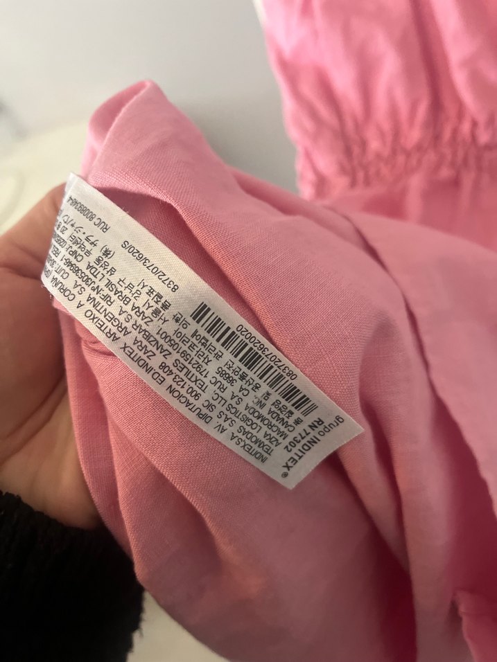 Düğmeli Pembe Keten Uzun Elbise - Görsel 4