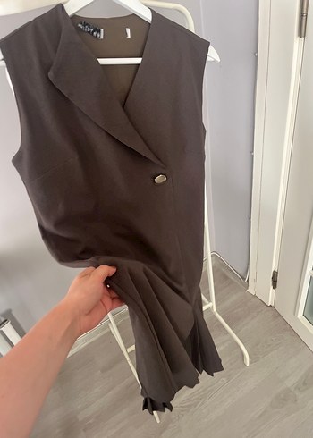 Zara Düğmeli Kahverengi elbise