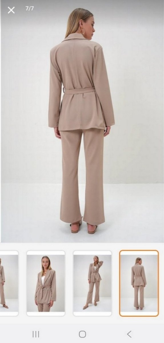 Bej Kadın Rahat Kesim Ofis Takım Elbise - Görsel 5