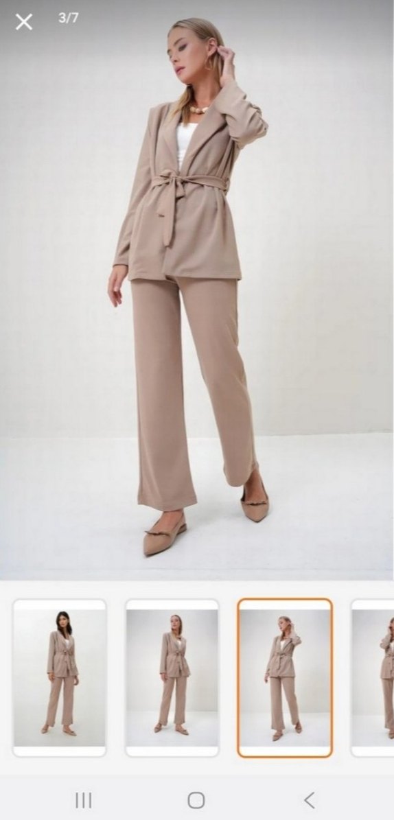 Bej Kadın Rahat Kesim Ofis Takım Elbise - Görsel 2