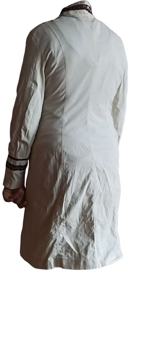 Düğmeli Beyaz Midi Trençkot - Görsel 2