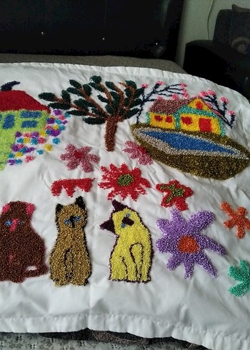 Renkli Nakışlı Bohem Dekoratif Yastık - Görsel 2