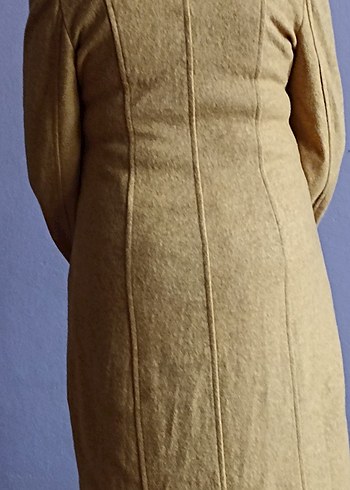 Kadın Bej Süet Düğmeli Uzun Kaban - Görsel 3