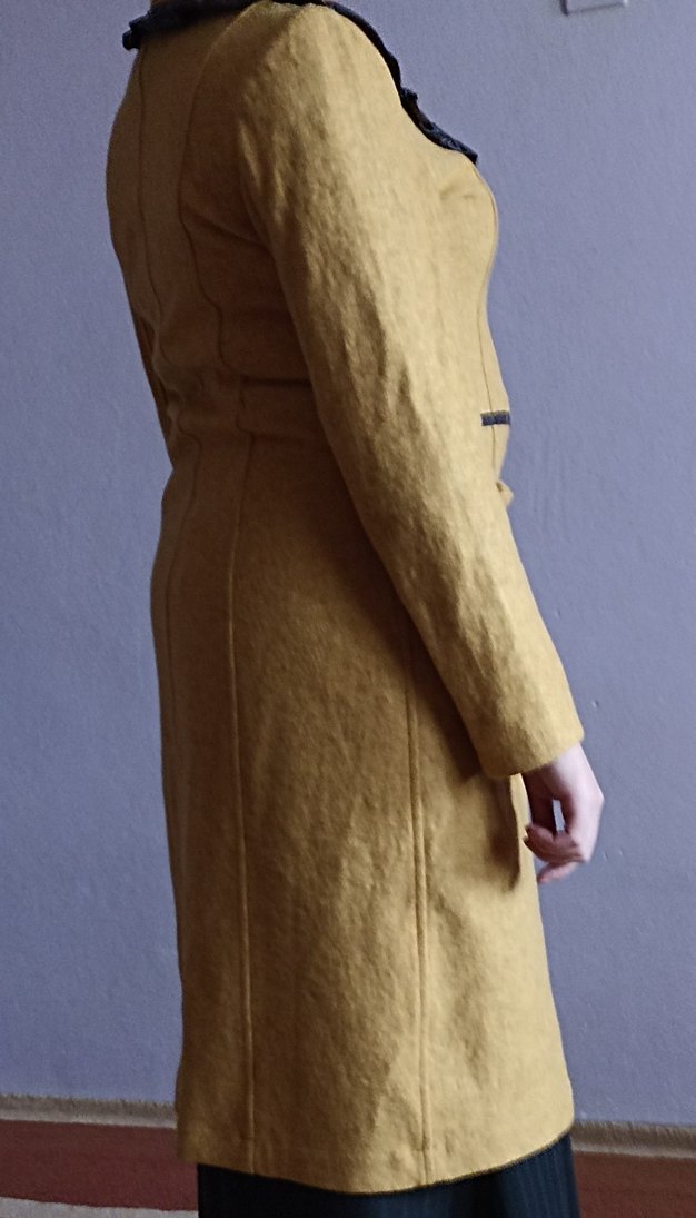 Kadın Bej Süet Düğmeli Uzun Kaban - Görsel 4