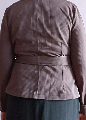 Kemerli Kahverengi Midi Kadın Ceket - Görsel 2