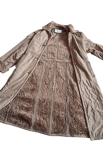 Bej Kadın Midi Süet Kışlık Ceket - Görsel 6