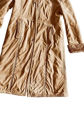 Bej Kadın Midi Süet Kışlık Ceket - Görsel 10