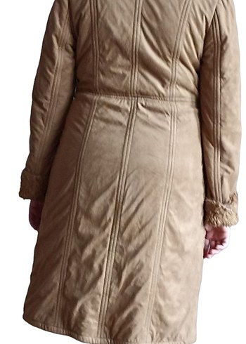 Bej Kadın Midi Süet Kışlık Ceket - Görsel 5