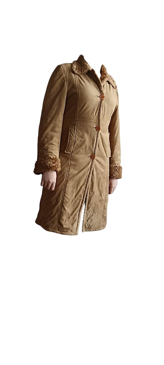 Bej Kadın Midi Süet Kışlık Ceket - Görsel 3