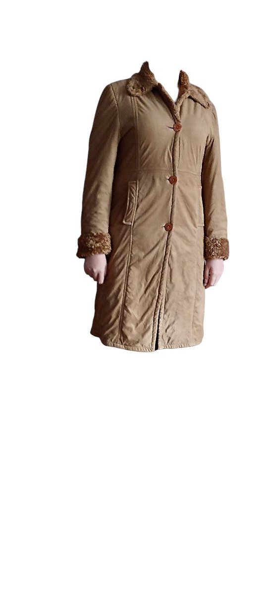 Bej Kadın Midi Süet Kışlık Ceket - Görsel 2