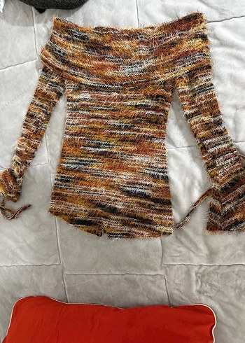 Kadın Kahverengi Örgü Mini Elbise - Görsel 6