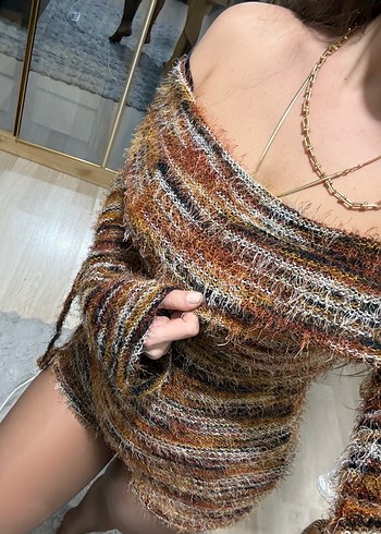 Kadın Kahverengi Örgü Mini Elbise - Görsel 3