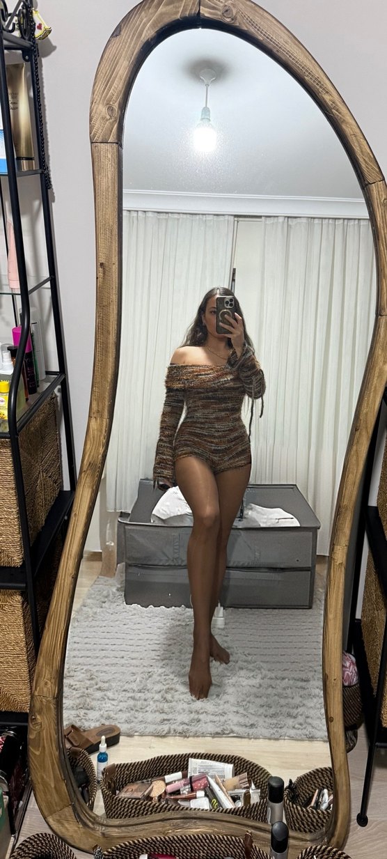 Kadın Kahverengi Örgü Mini Elbise - Görsel 2