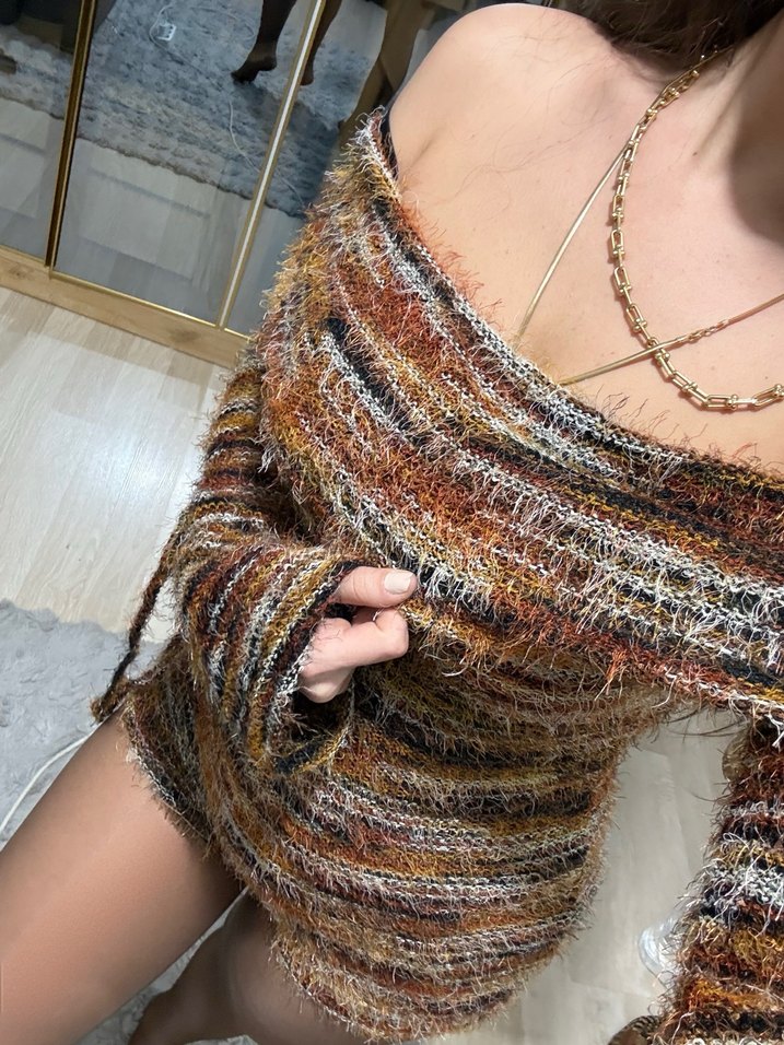 Kadın Kahverengi Örgü Mini Elbise - Görsel 3