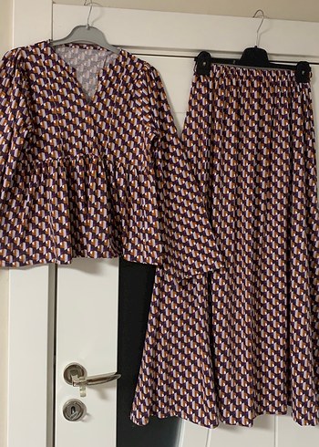 V Yaka Pilili Uzun Kollu Bohem Elbise - Görsel 5