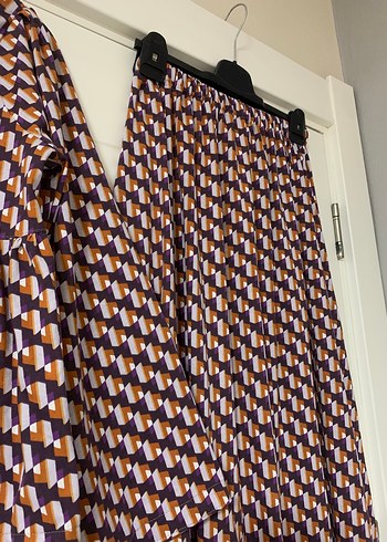 V Yaka Pilili Uzun Kollu Bohem Elbise - Görsel 2