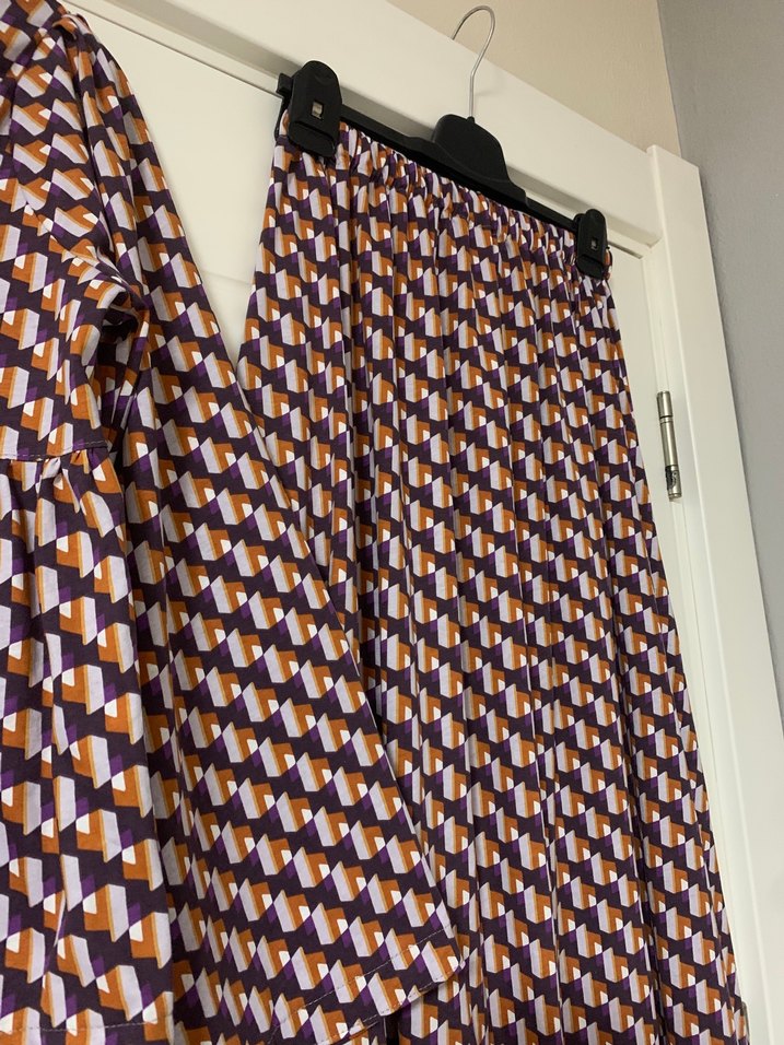 V Yaka Pilili Uzun Kollu Bohem Elbise - Görsel 2