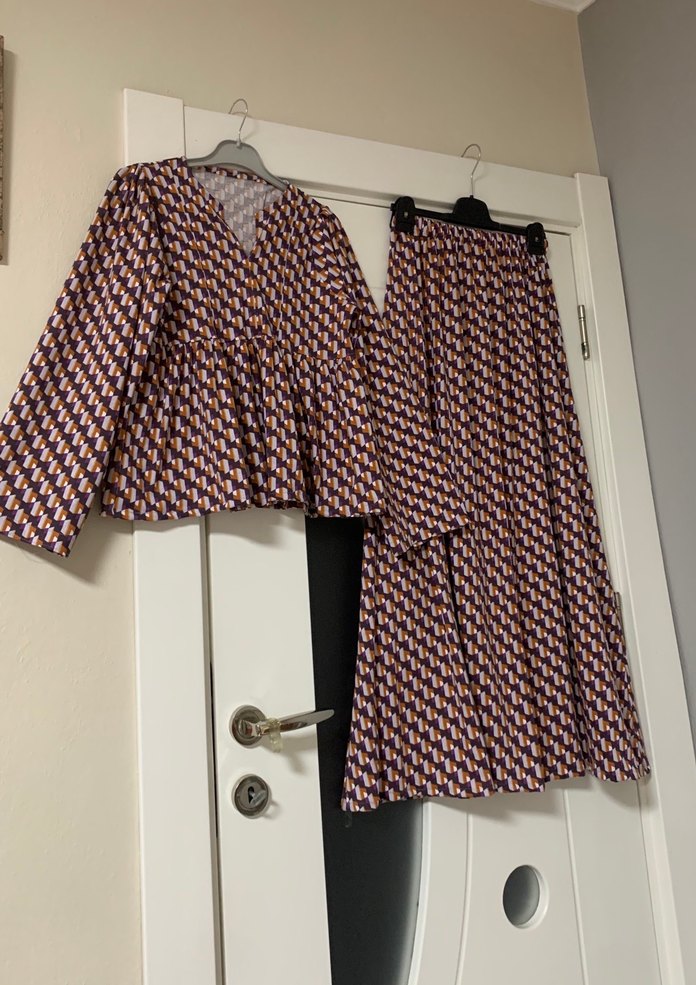 V Yaka Pilili Uzun Kollu Bohem Elbise - Görsel 3