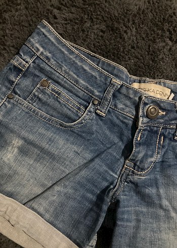 Kadın Mavi Denim Mini Şort - Görsel 2