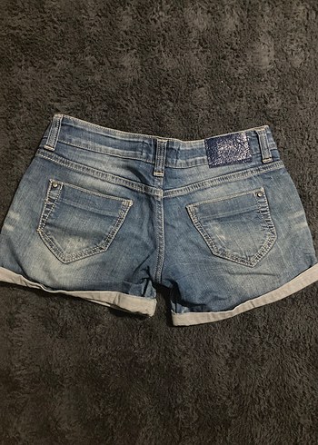 Kadın Mavi Denim Mini Şort - Görsel 4