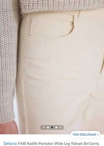Defacto Bej Fitilli Kadife Geniş Paça Pantolon - Görsel 2