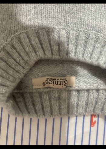 Gri Oversize Kadın Triko Kazak ritince - Görsel 3