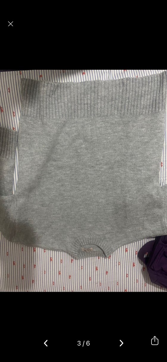 Gri Oversize Kadın Triko Kazak ritince - Görsel 5