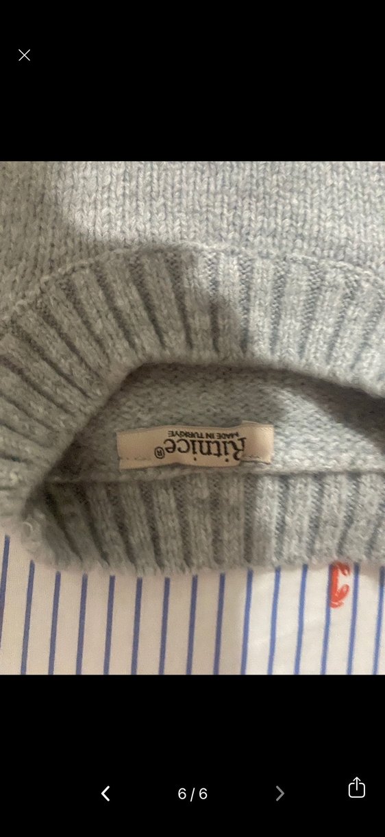 Gri Oversize Kadın Triko Kazak ritince - Görsel 3