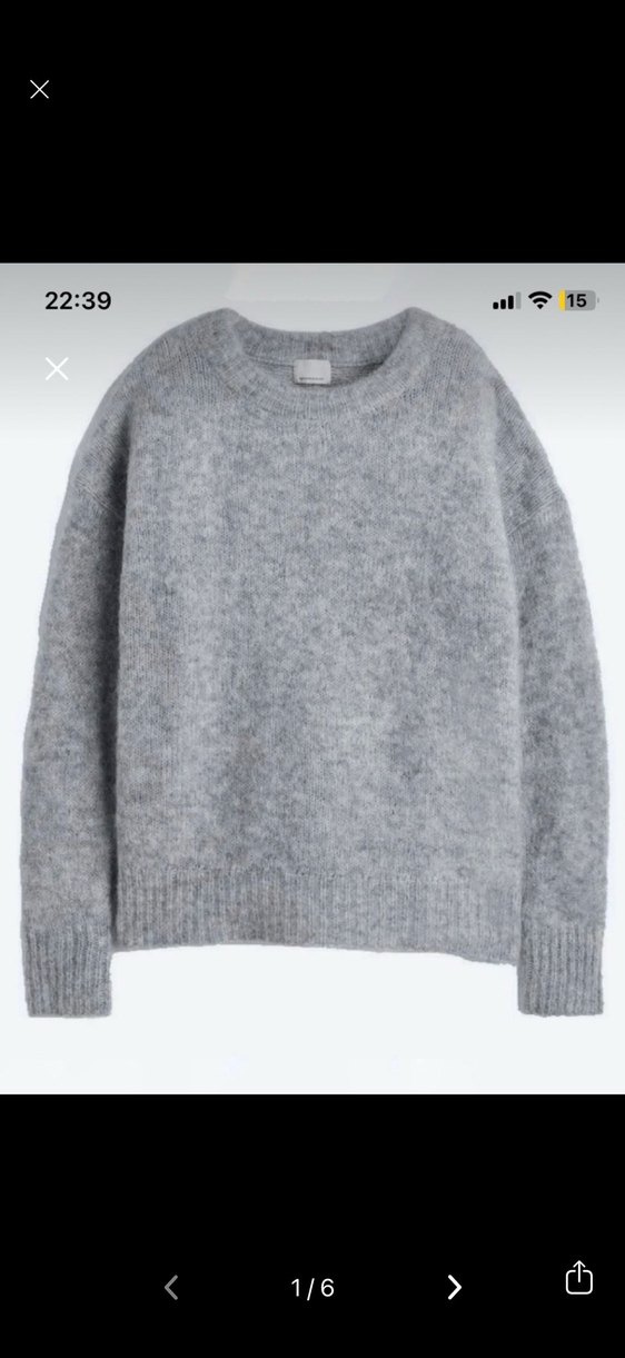 Gri Oversize Kadın Triko Kazak ritince - Görsel 2