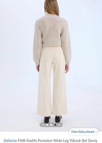 Bej Kadife Wide Leg Pantolon 34 beden - Görsel 2