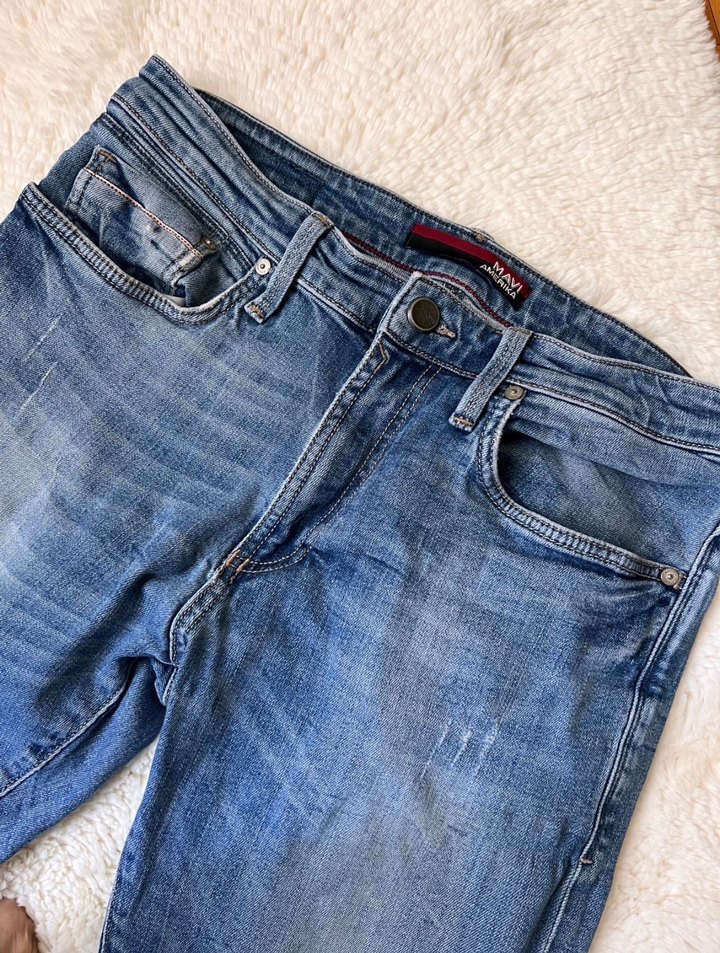 Erkek mavi marka kot pantolon - Görsel 4