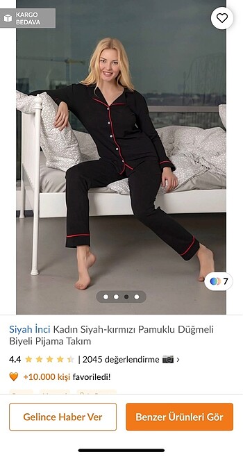 Siyah İnci Kadın Pamuklu Pijama Takım