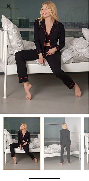 Diğer Siyah İnci Kadın Pamuklu Pijama Takım