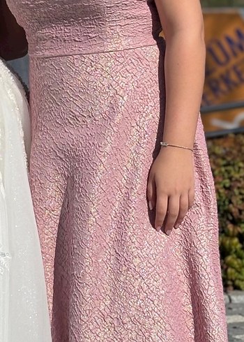 Pembe Dantel Midi Düğün Elbisesi