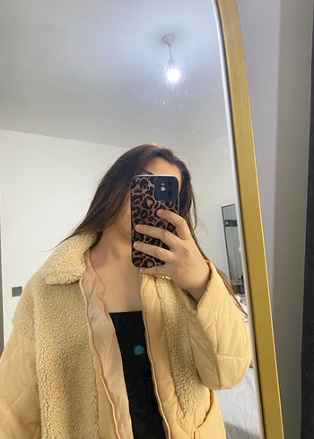 Kürklü Bej Deri Kadın Kışlık Mont - Görsel 2